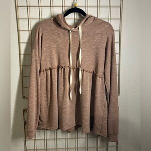 Hopely Baby Doll Mocha Hoodie Cute Casual Cottagecore Pullover Medium NEW